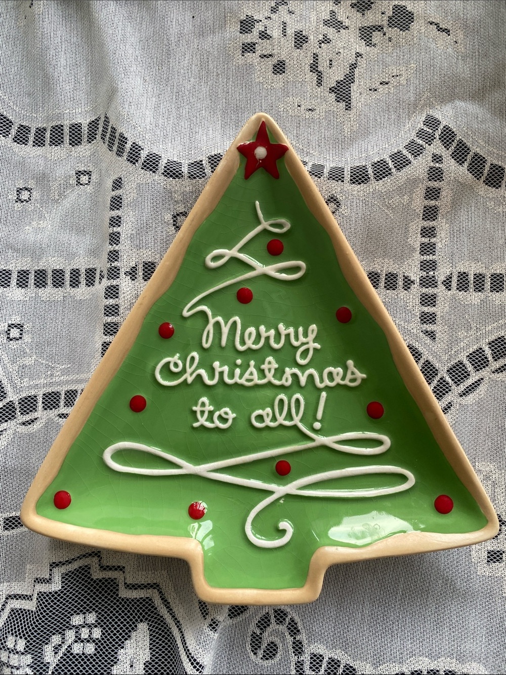 Hallmark Merry Christmas To All Tree Ceramic Serving Dish Plate VGUC